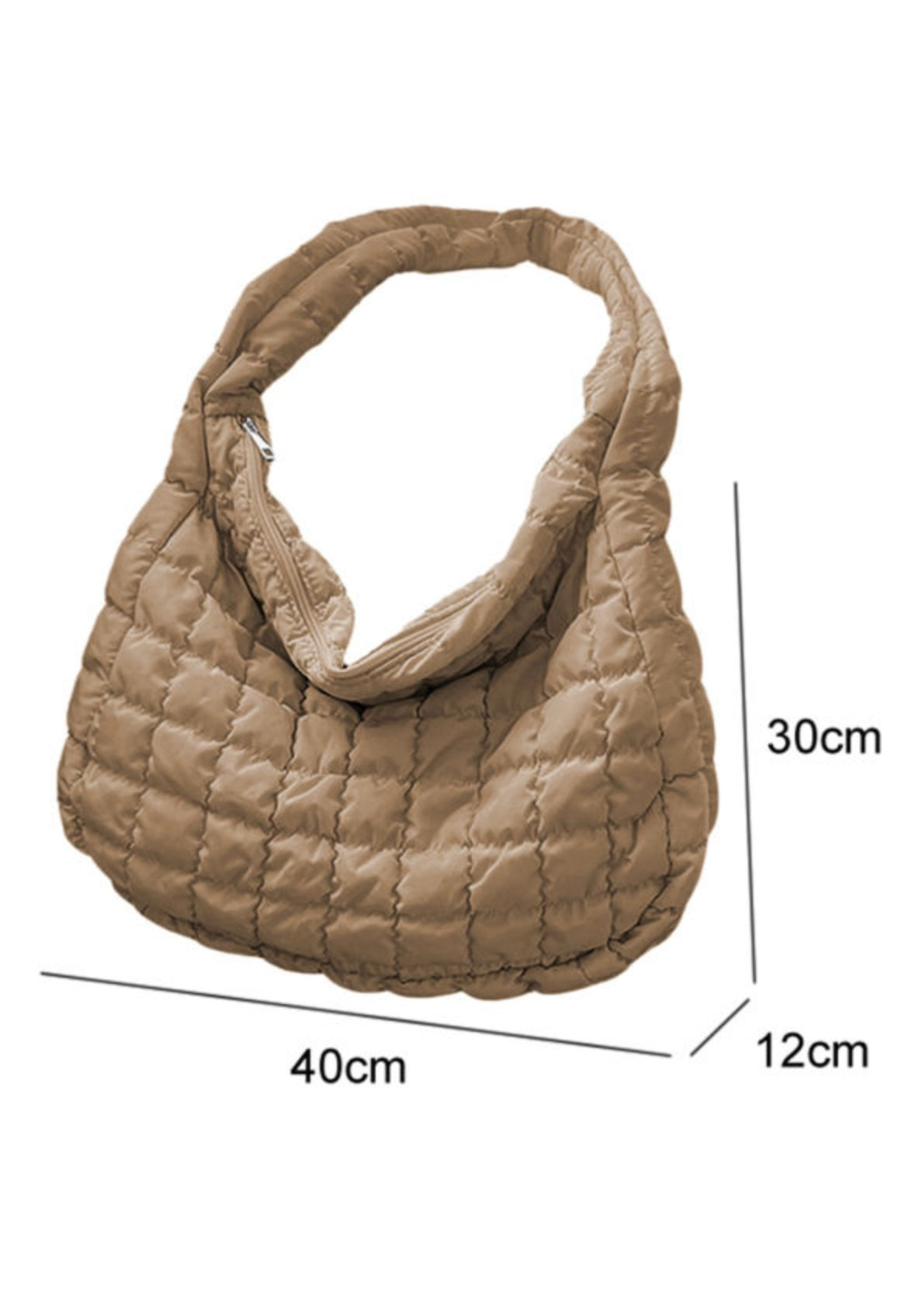 Beige delight Beige Quilted Zipper Large Shoulder Bag