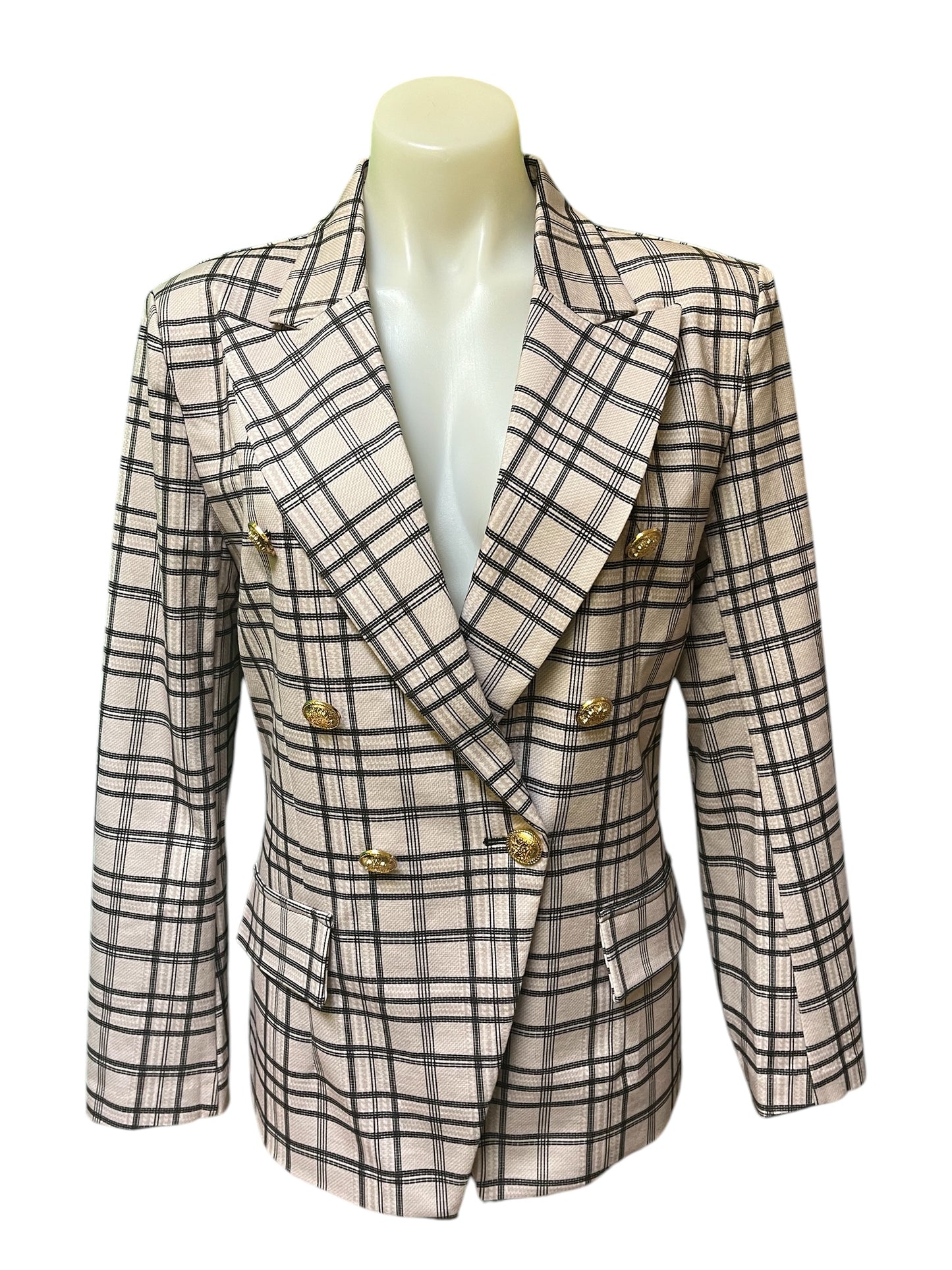 tan plaid Attitudes Blazer, Medium