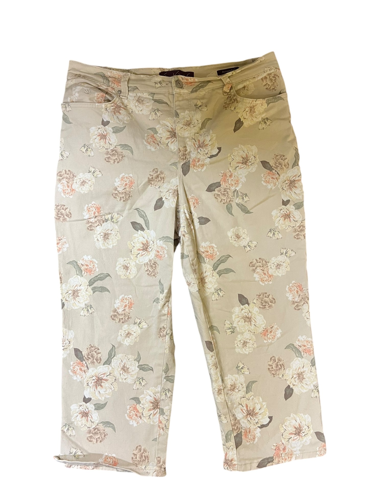 tan floral Gloria Vanderbilt Pants, 16