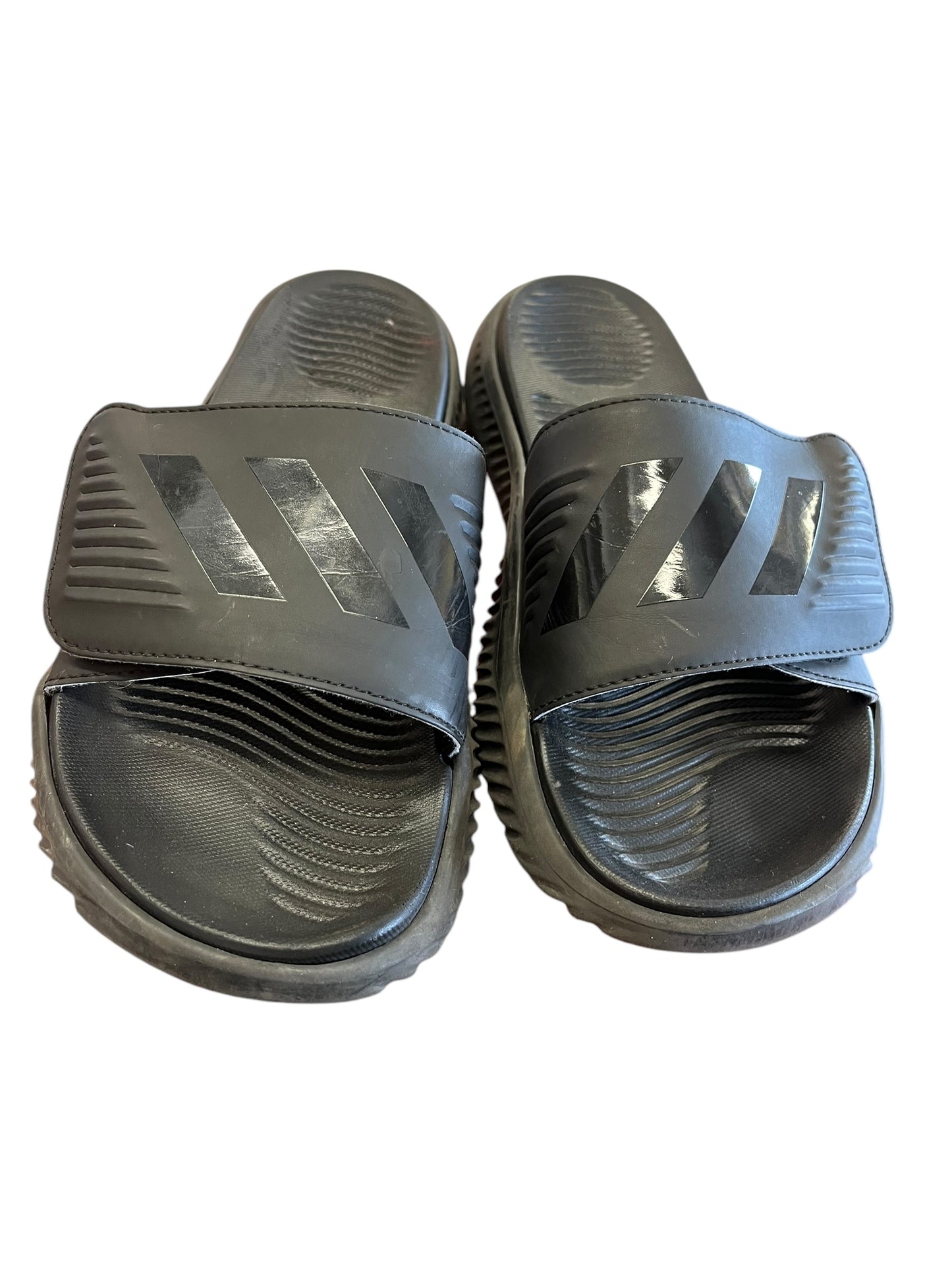 Black Adidas sandals, 7