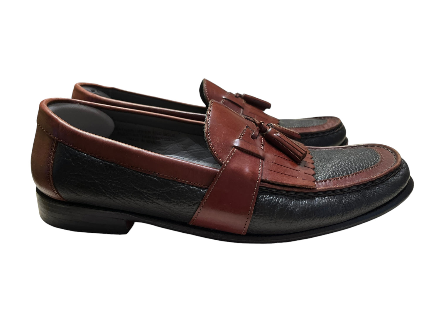 black and brown Florsheim Loafers, 9.5